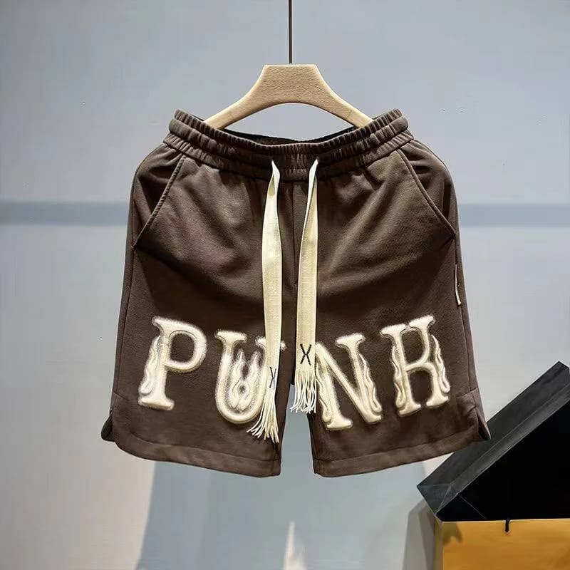 Summer Large Size 300 Pounds 2026 Hong Kong Style Letter Print Sports Shorts Men Loose Drawstring Casual Five-Quarter Pants