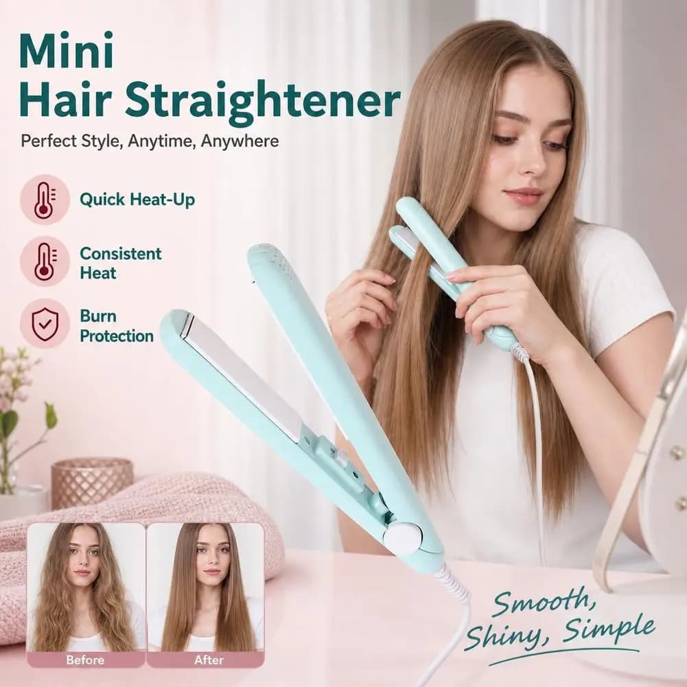 New Mini Hair Straightener Flat Iron Ceramic Curling Iron Short Hair Portable Dual-Use Curler Hair Styling Care For Traveling