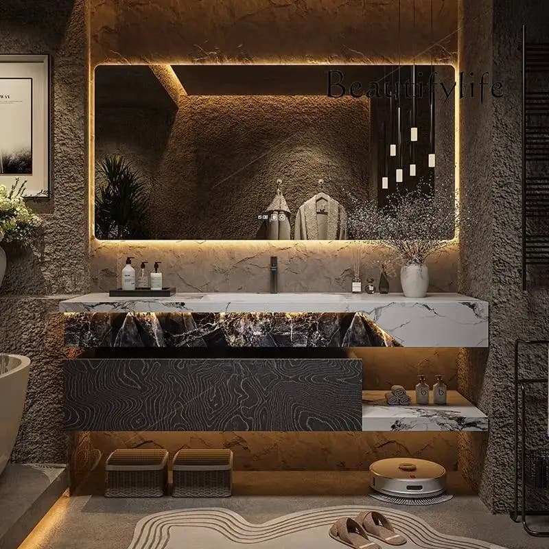 SS Classico e moderno mobiletto da bagno sospeso lavabo europeo portaoggetti mobiletto da bagno specchio Smart Meuble Salle De Bain Furniture Ho