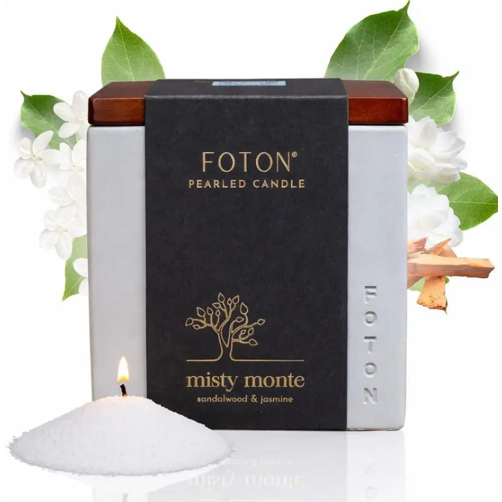 Vaso Quadrato in Cemento da 16 Oz con Profumo Misty Monte - Candela in Cera di Sabbia Ricaricabile, 15 Stoppini, Candela Decorativa Naturale e Non Tossica
