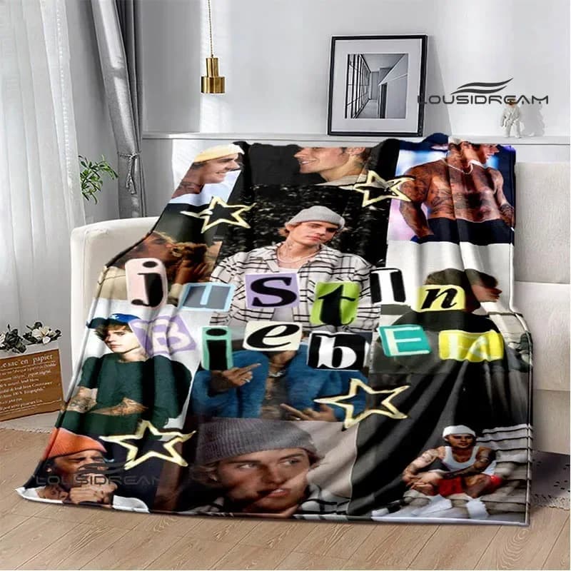 Coperta stampata Justin Bieber, coperte in flanella calde, morbide e confortevoli, coperte da viaggio, rivestimenti per letto, regalo di compleanno