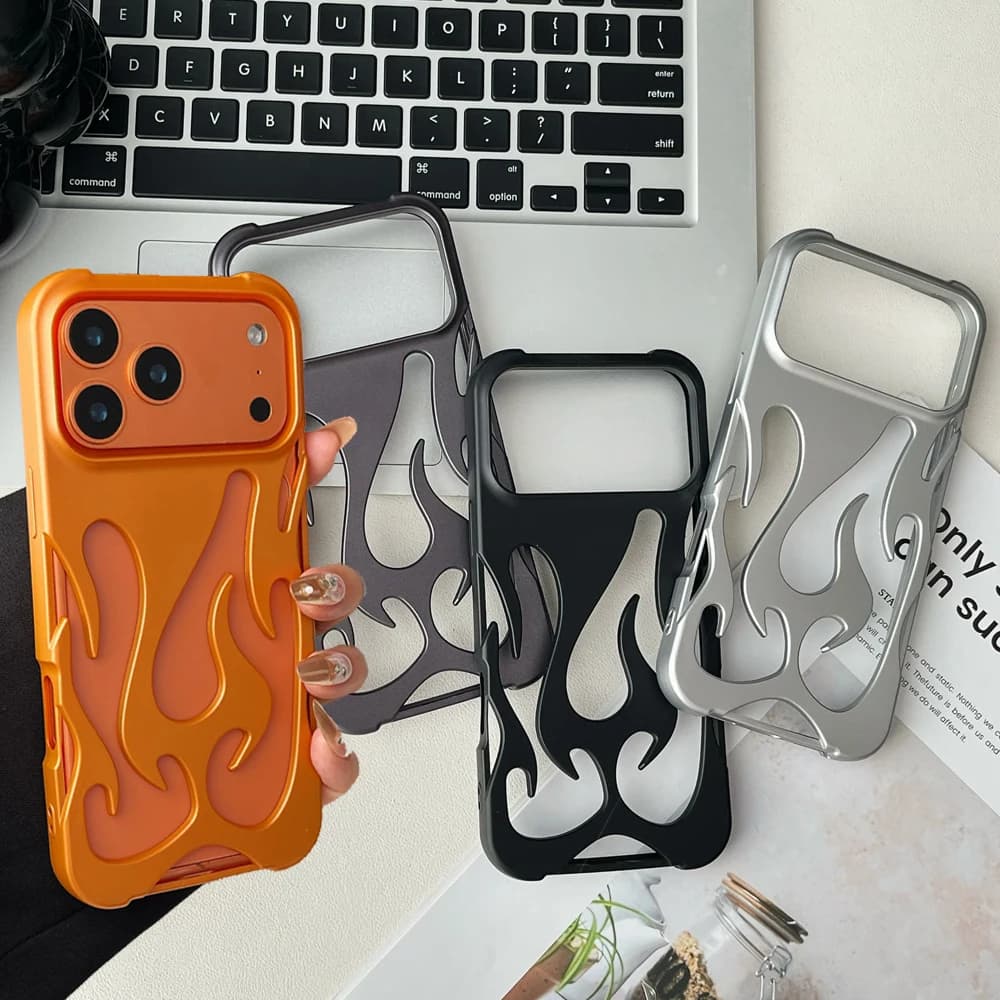Frosting Hollow Out Breathable Cooling Soft TPU Phone Case for iPhone Air 17 16 15 14 13 12 11 Pro Max 3D Fire Shockproof Cover