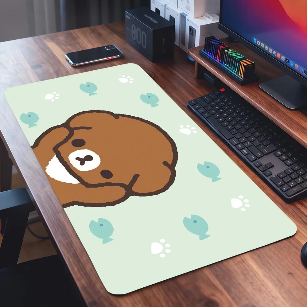 Cartoon cute R-Rilakkuma Mouse Pad Square Office Gaming Desk Mat Waterproof Non-Slip Rubber Decorative