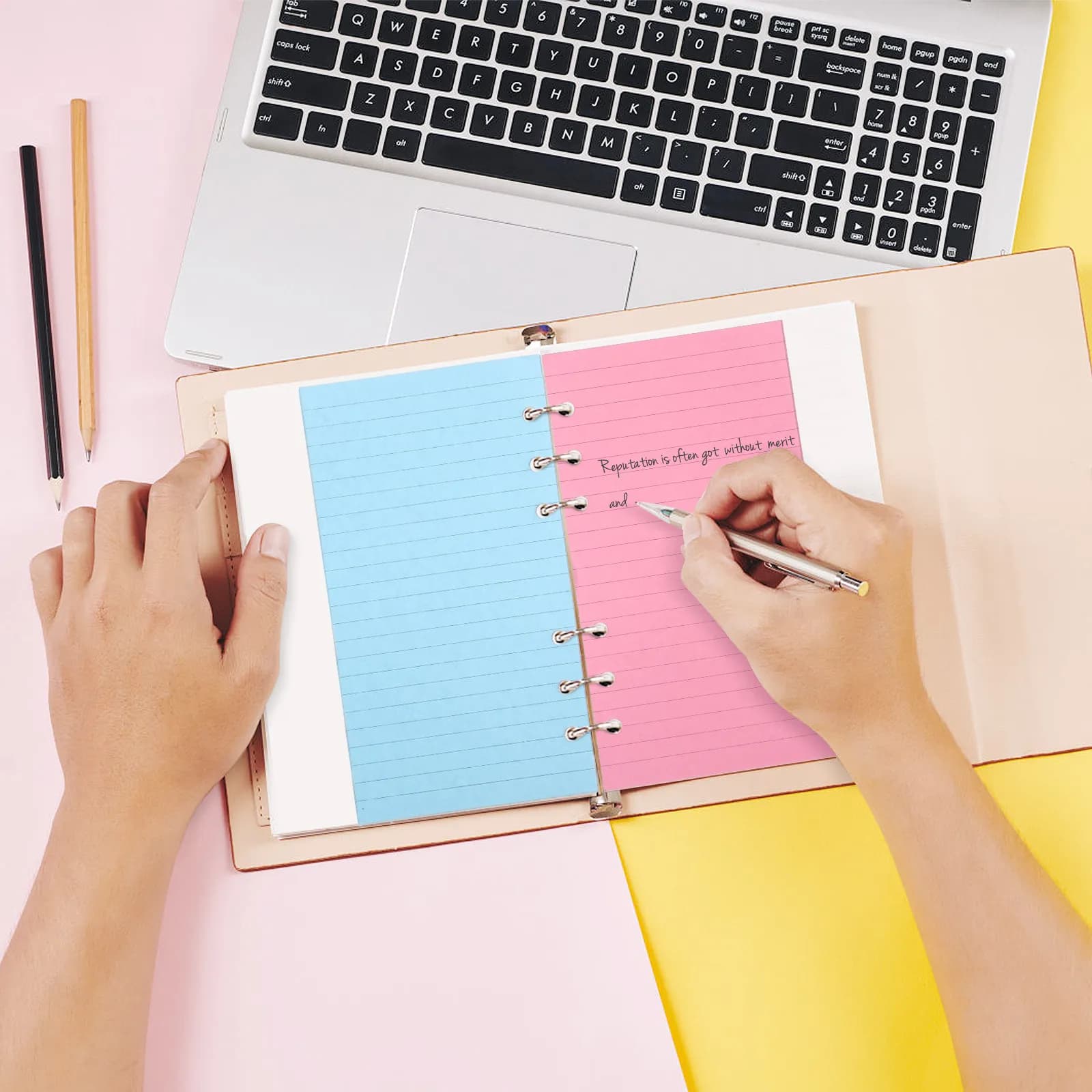 A6 Lined Loose Leaf Paper for Travel Journal Sketch Book Diary Refills 6-Ring Notebook Filler Smooth Writing Paper