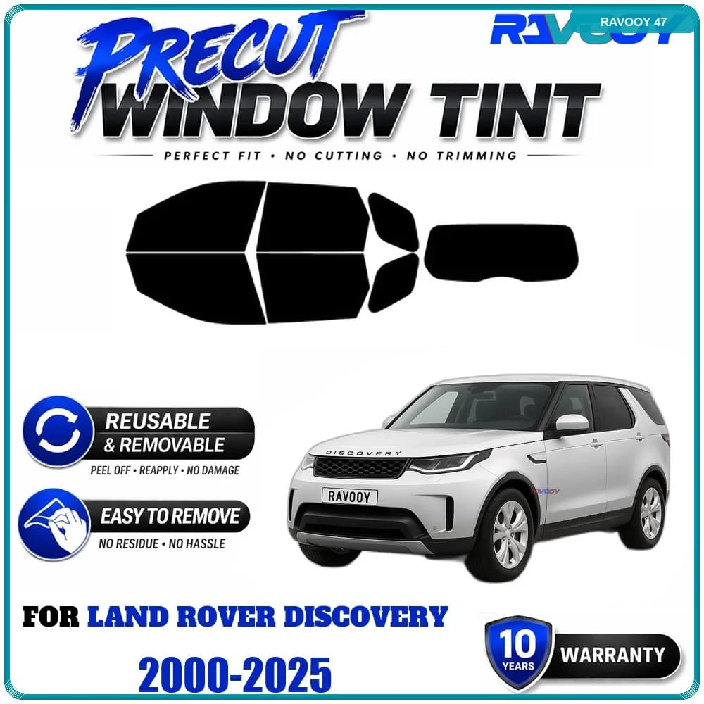 RAVOOY Precut Window Tint, Reusable Removable EPU Film, Custom Fit for Land Rover Discovery 2000-2025, UV Heat Protection