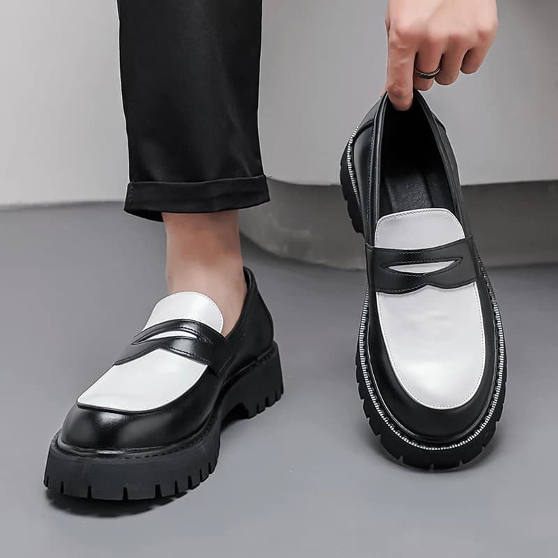 Mocassini da uomo nuovi primaverili e autunnali Scarpe da lavoro casual in pelle PU color block Scarpe comode da uomo formali