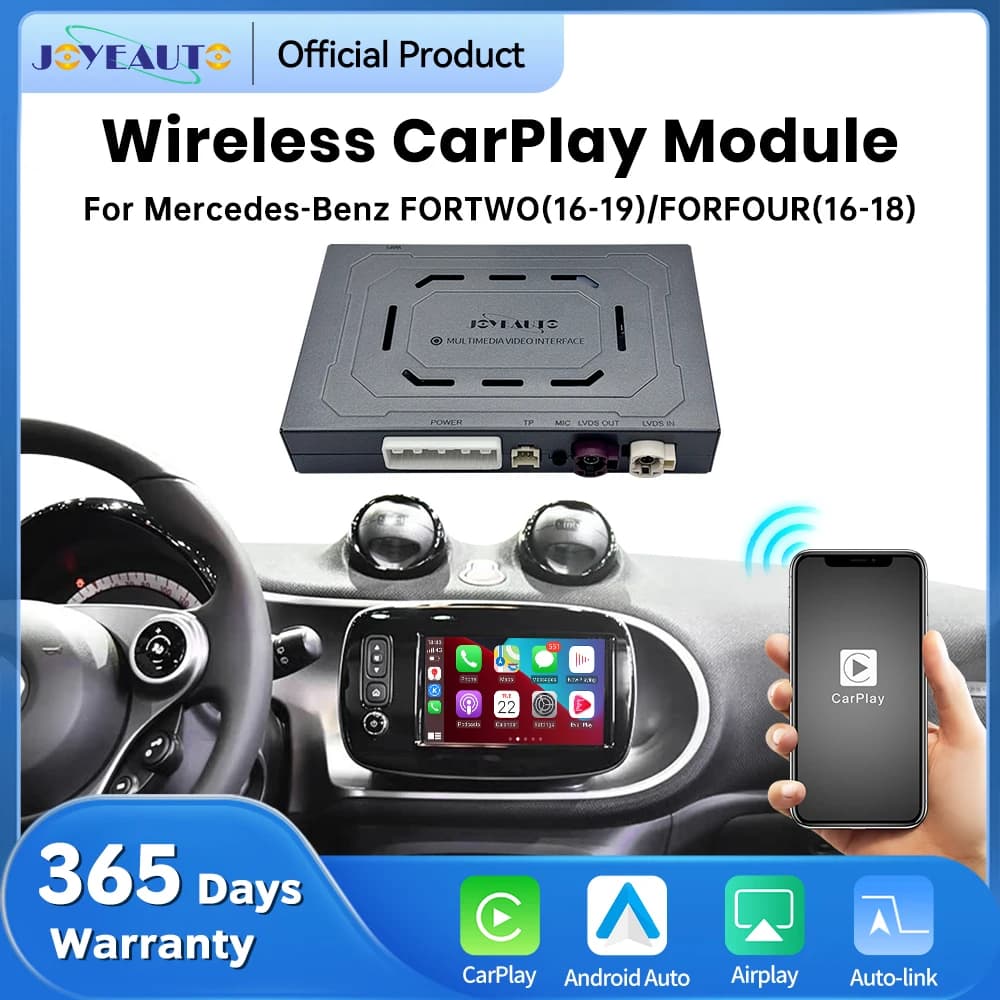 JoyeAuto Interface for Mercedes-Benz 2016-2019 Smart FORTWO/FORFOUR Wireless CarPlay Android auto Module Car Airplay Mirror-Link