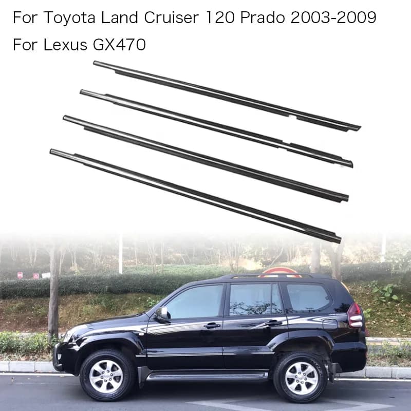 4 Pezzi Guarnizione in Gomma Cromata per Finestrini Toyota Land Cruiser/Prado 120 2003-2009, Guarnizione per Lexus GX470 75711-60061