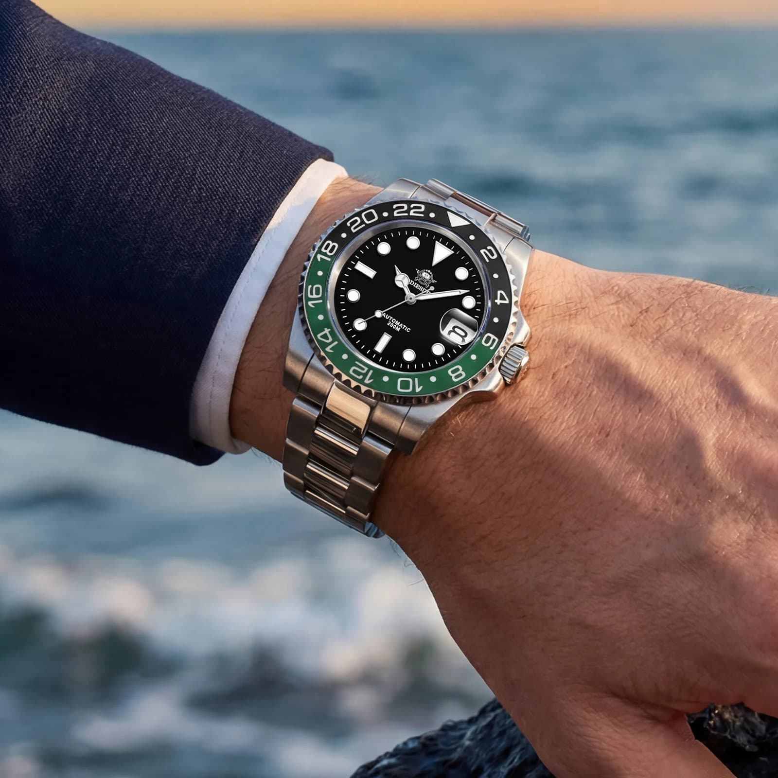 ADDIESDIVE Orologio subacqueo da uomo con datario, lunetta in ceramica, movimento giapponese NH35A, vetro zaffiro, super luminoso, impermeabile fino a 20 bar.