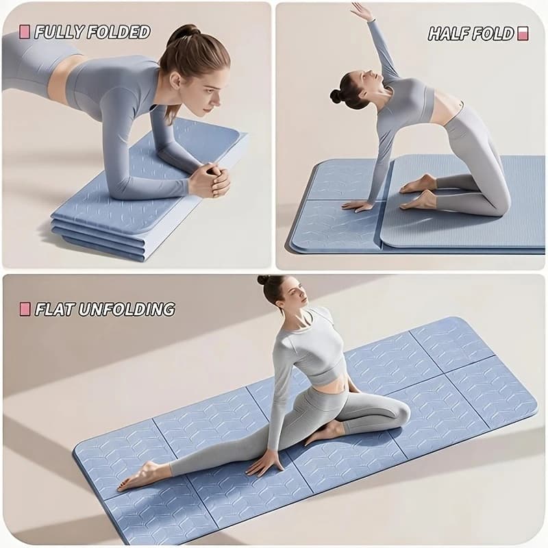Tappetino Yoga Pieghevole Extra Spesso Antiscivolo, 6mm di Spessore, Materiale TPE | Per Yoga, Pilates, Allenamento Fitness, Ufficio, Casa