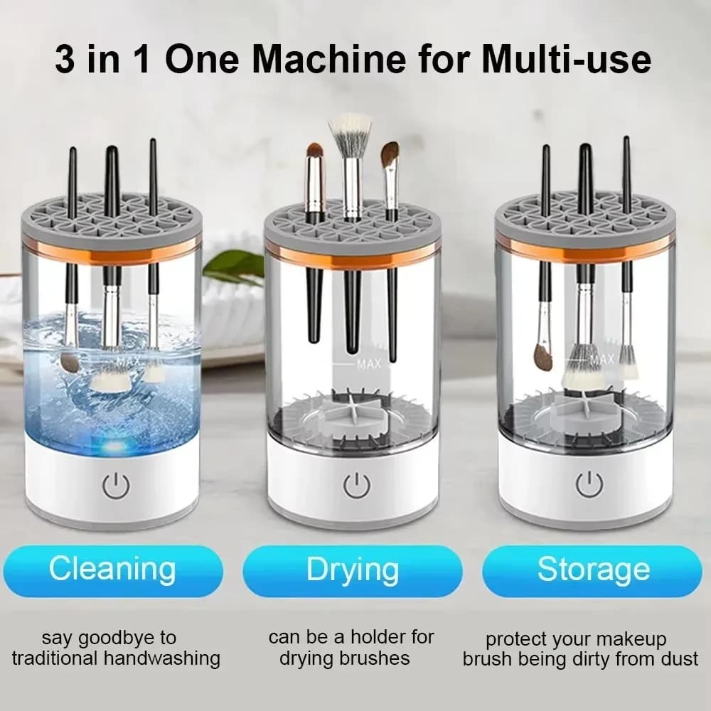 New USB Electric Makeup Brush Cleaner Quick Dry Portable Lazy Cleaning Brush Washer 3 in 1 Automatic Makeup Brushes Drying Rack
