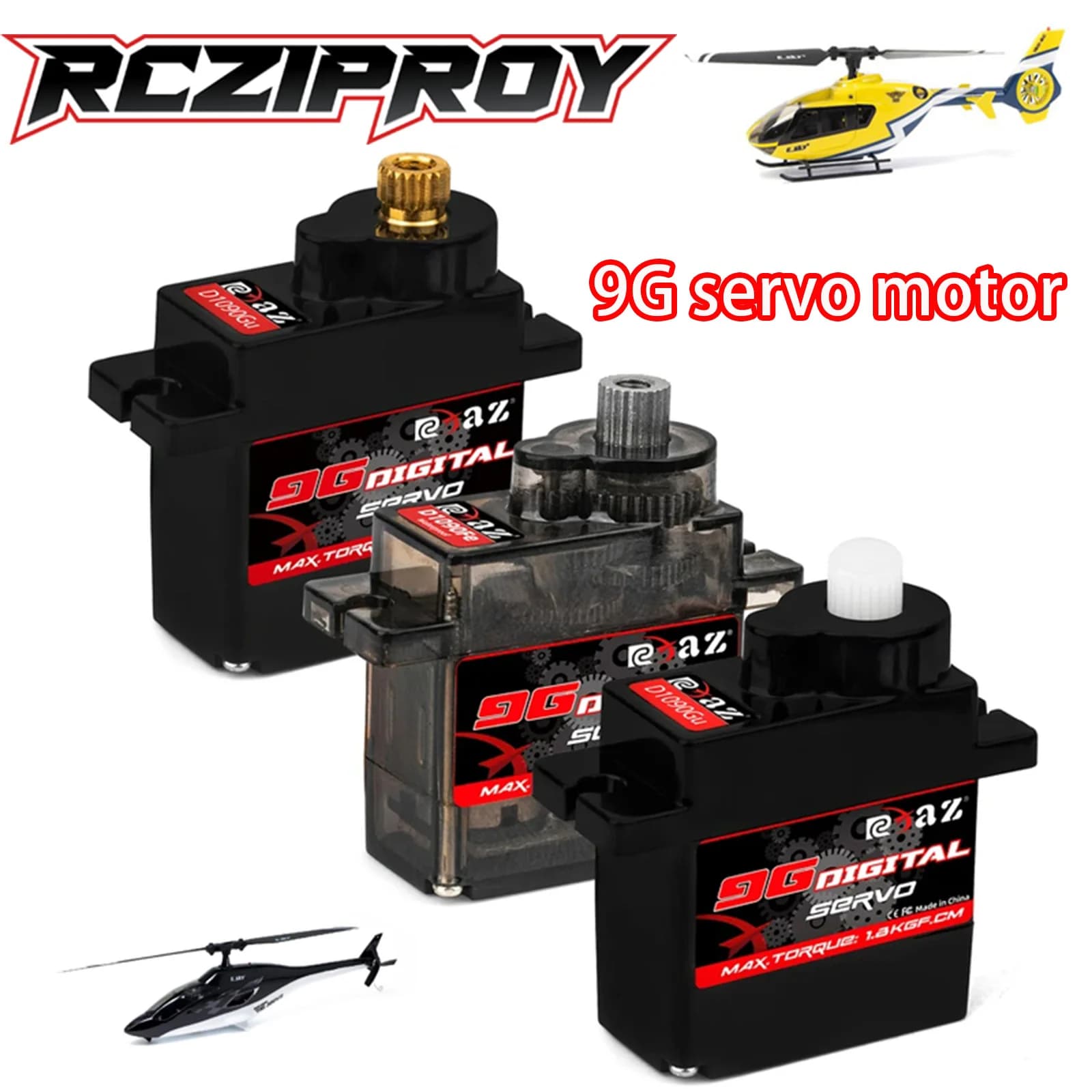 RCZIPROY 9g Mini Servo Servo Digitale Micro Servo Ingranaggi in plastica/ferro/rame per veicoli RC, barche, elicottero Robot RC