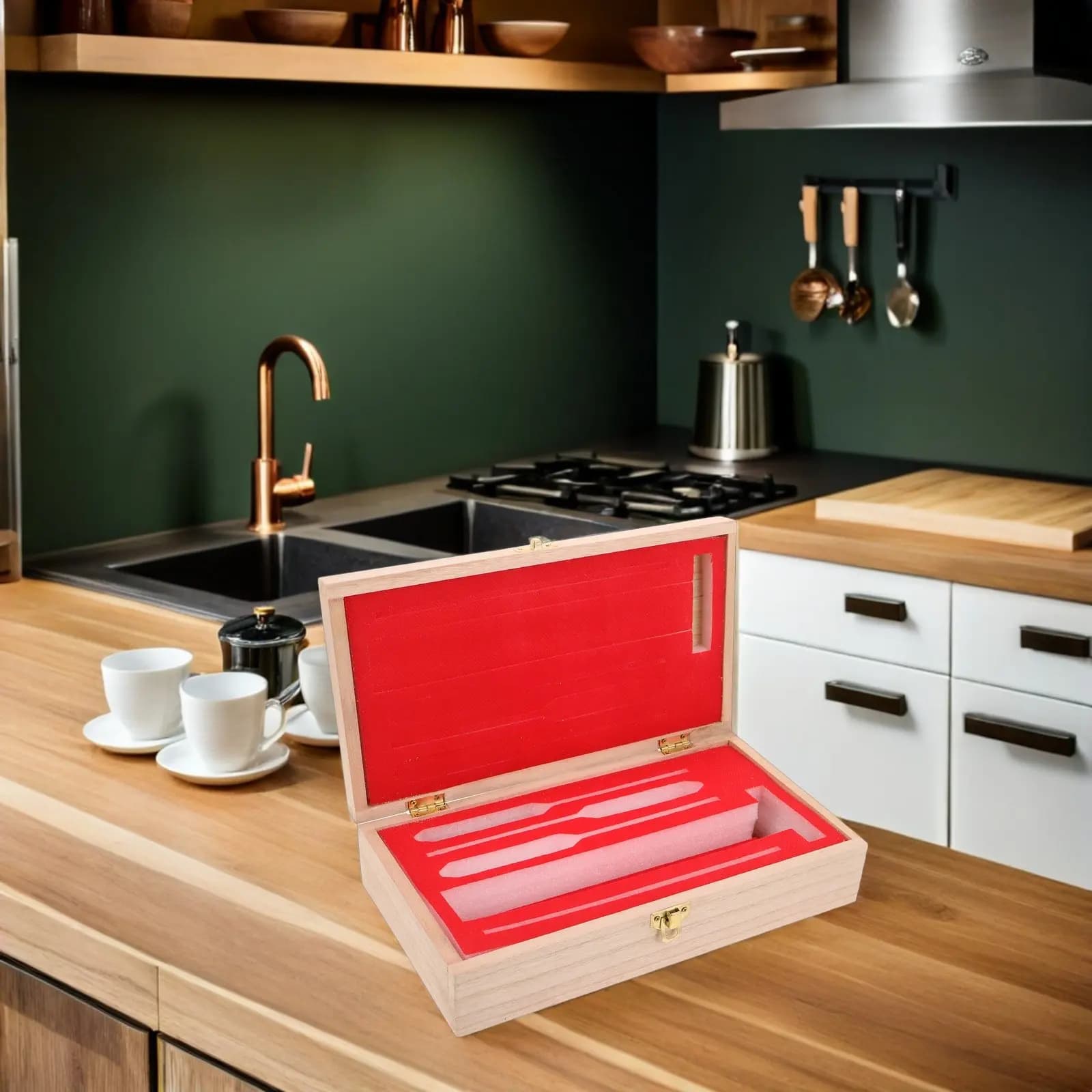 Wooden Box for Glass Meter, Protective Case with Foam Interior, Organizer for Distillation Accessories and Craft Beer Laboratory