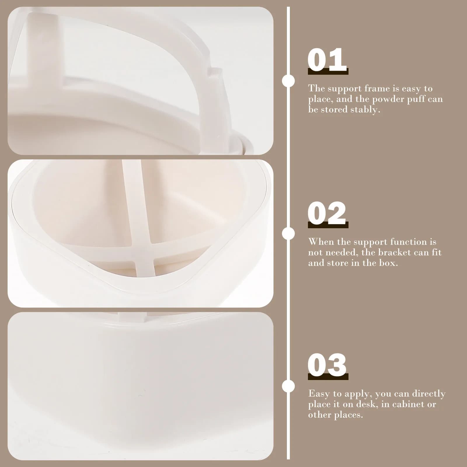 Set di 5 Porta Spugne per Trucco Ecologici in ABS, Espositore per Puff, Contenitore Riutilizzabile per Cuscinetti in Polvere, Organizer da Scrivania