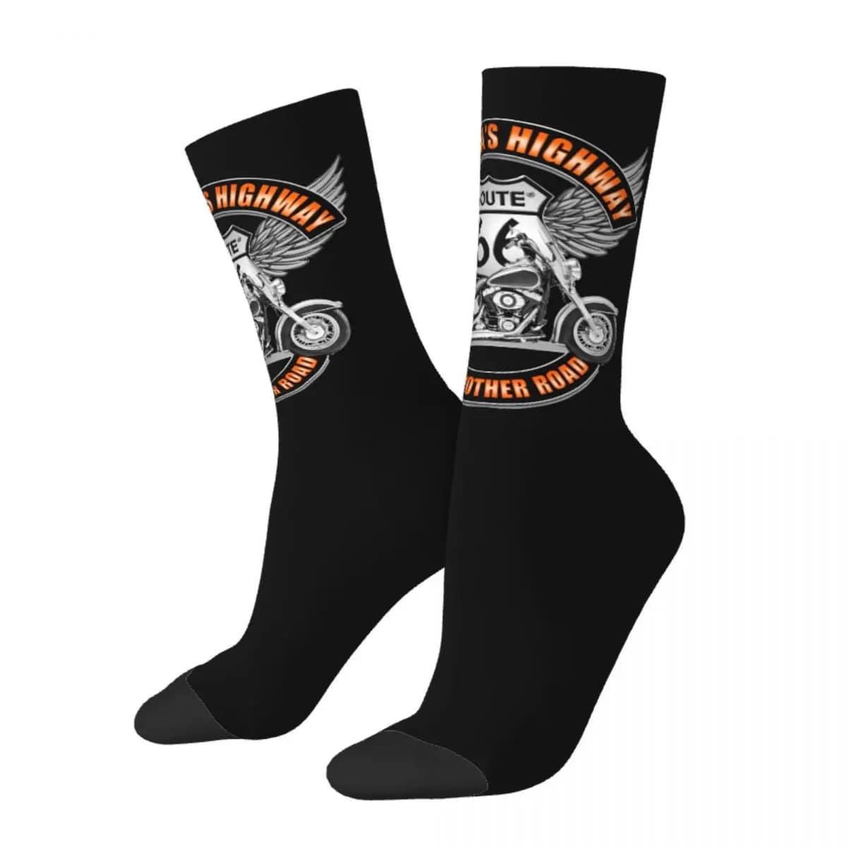 Americas Highway Route 66 Socks Men's Women's Fashion Motorcycle Socks Spring Summer Autumn Winter Middle Tube Socks Gifts