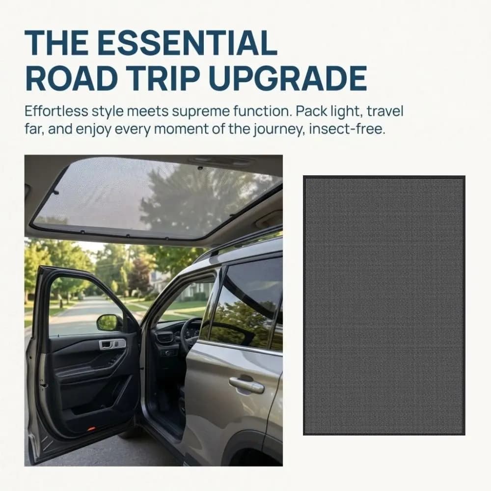 Magnetic Car Sunroof Mosquito Net Anti-UV Easy Installation Heat Insulation Shade Foldable Mesh Screen Proof Car Sun Shade Board