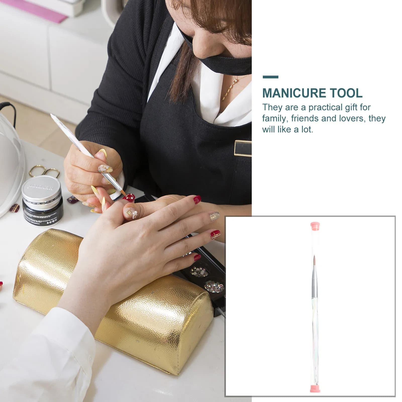 Penna per Nail Art con Design Sfumato, Punta Fine per Manicure Fai-da-Te, Pennello per Gel Unghie, Riutilizzabile, Impermeabile, per Disegni di Precisione