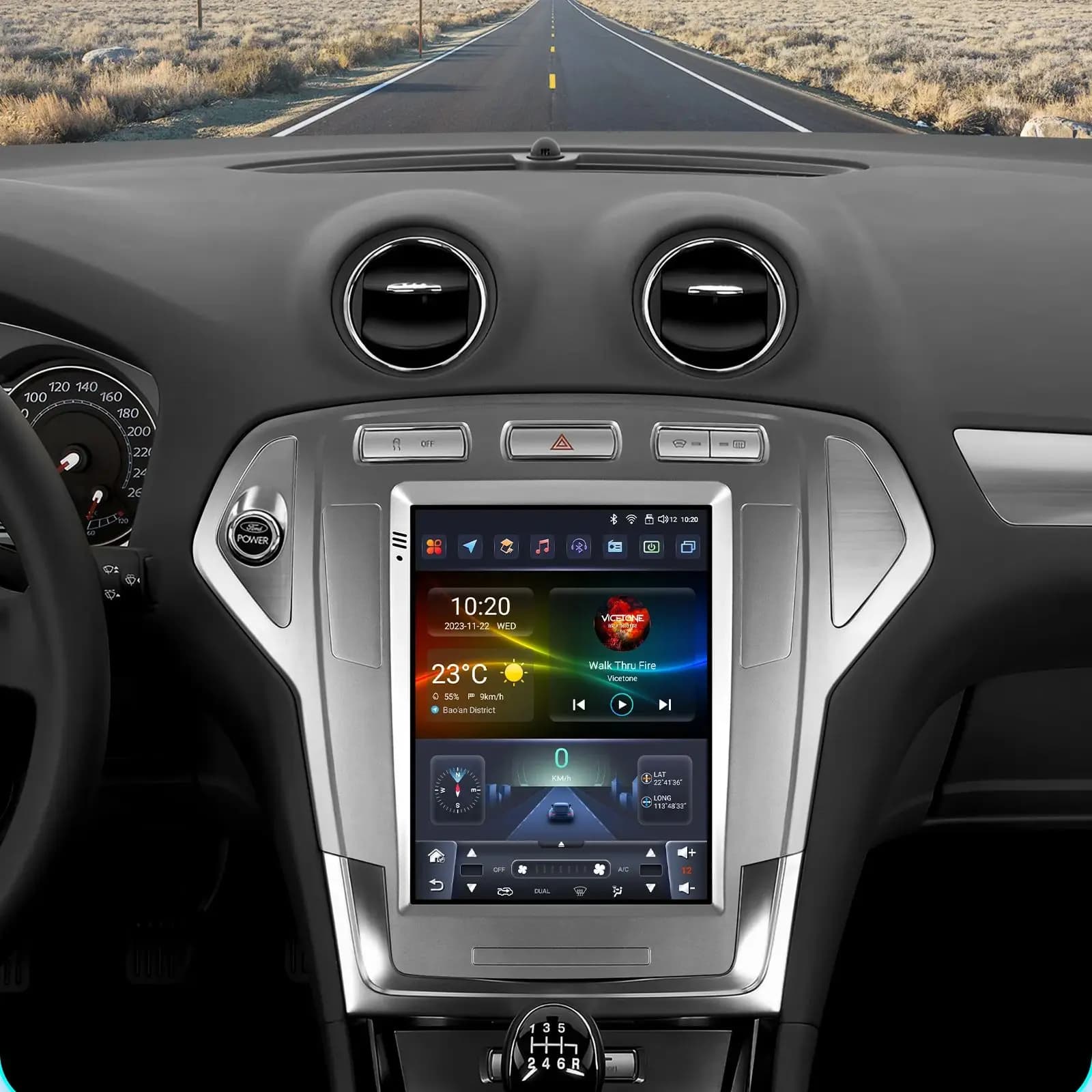 Autoradio Android con schermo verticale da 9,7 pollici per Ford Mondeo 4 e Galaxy 2006-2010 7862 Multimedia con CarPlay e Android Auto