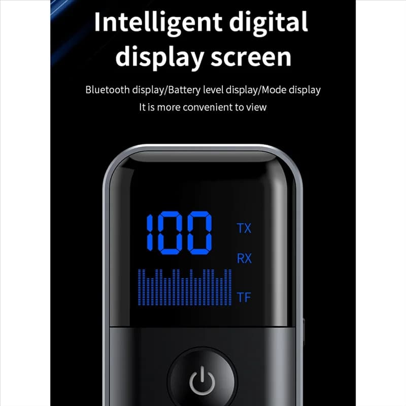 Adattatore ABUO-Bluetooth 5.4 con microfono e display a LED-AUX TF da 3,5 mm per trasmettitore ricevitore audio musicale stereo per scheda per TV per auto