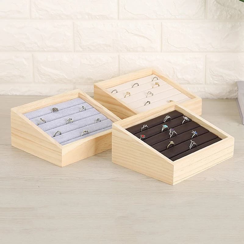 1pc espositore per gioielli in legno vassoio per orecchini pendenti supporto per anelli custodie per anelli scatola per espositori per gioielli da tavolo bancone per vetrine puntelli