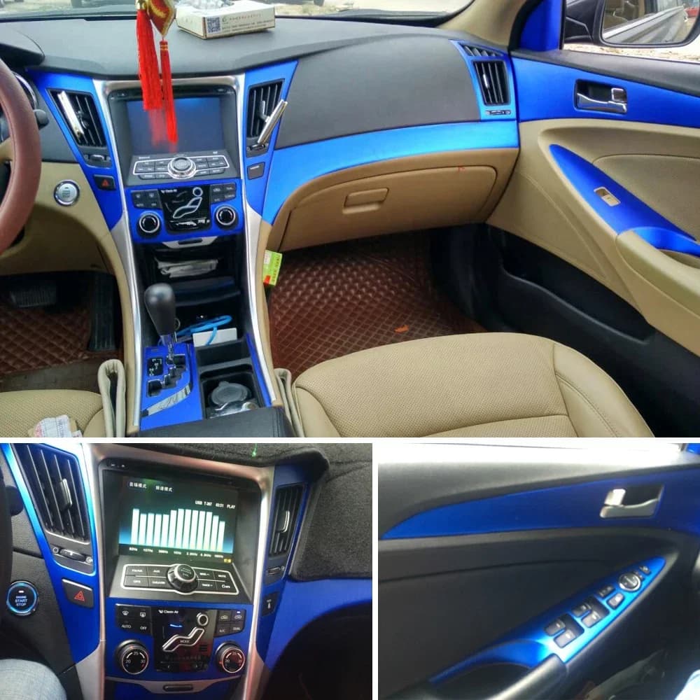 Car-Styling 3D/5D Carbon Fiber Car Interior Center Console Color Change Molding Sticker Decals For Hyundai Sonata 8 2011-2014