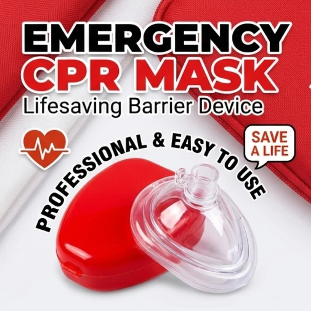 Maschera CPR per Pronto Soccorso, Maschera di Respirazione per Emergenze con Valvola Unidirezionale, Custodia Rigida Portatile per Bagnini, Scuole e Uso Domestico