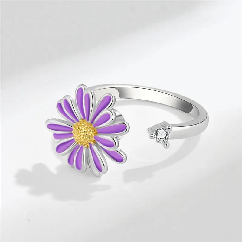 Anello Vintage Girasole Antistress Girevole, Gioiello da Dito per Donne, Regalo Quotidiano, Accessorio Antistress