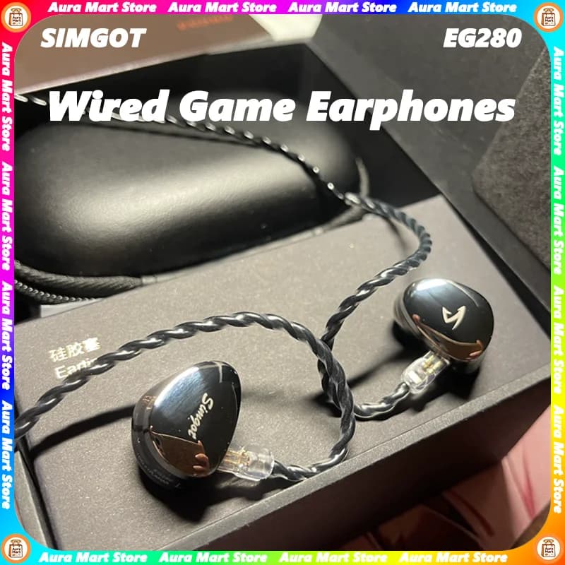 Original SIMGOT EG280 Wired HIFI Earphones HiFi Level Game Decoding Sound Card Lightweight and Low Latency E-sports FPS Earbuds