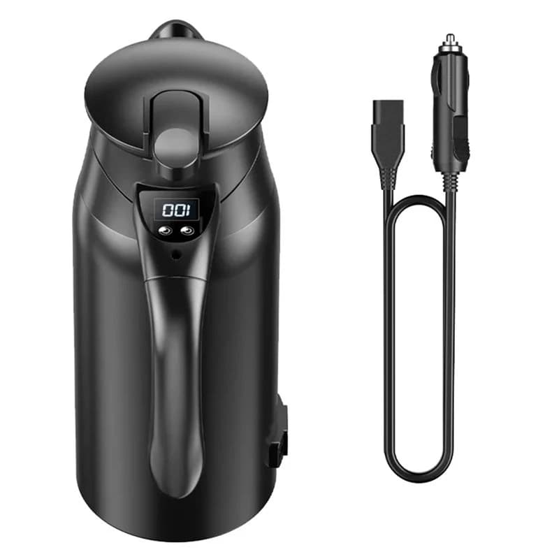 A69X-1200ML 12/24V Rapid Boiling Stainless Travel Camping Dteel Hot Water Bottle Hot Water Kettle Electric Heating Car Kettle
