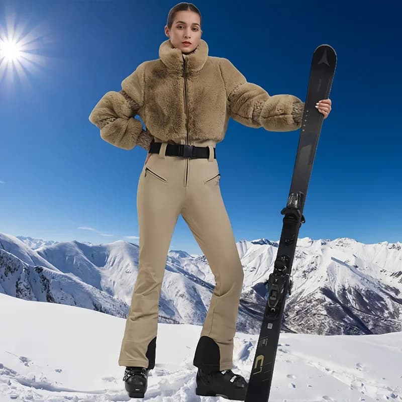 Tuta da sci monopezzo Tuta da snowboard per sport all'aria aperta Felpa con cappuccio termica sottile Tute da sci Set da neve impermeabile antivento da donna invernale