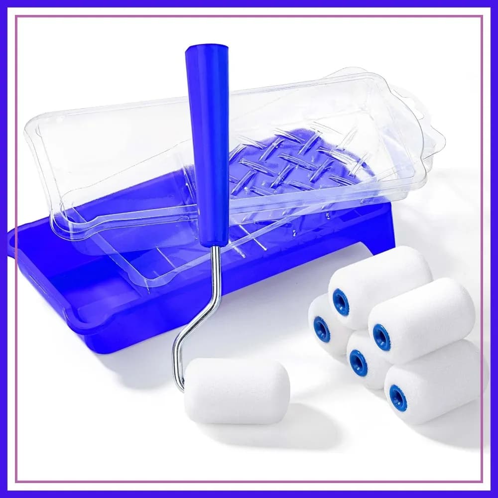 Kit di rulli per pittura in schiuma da 2 pollici, 10 pezzi: set di rulli piccoli con vassoio, rivestimenti, telaio e 6 mini coperture in schiuma