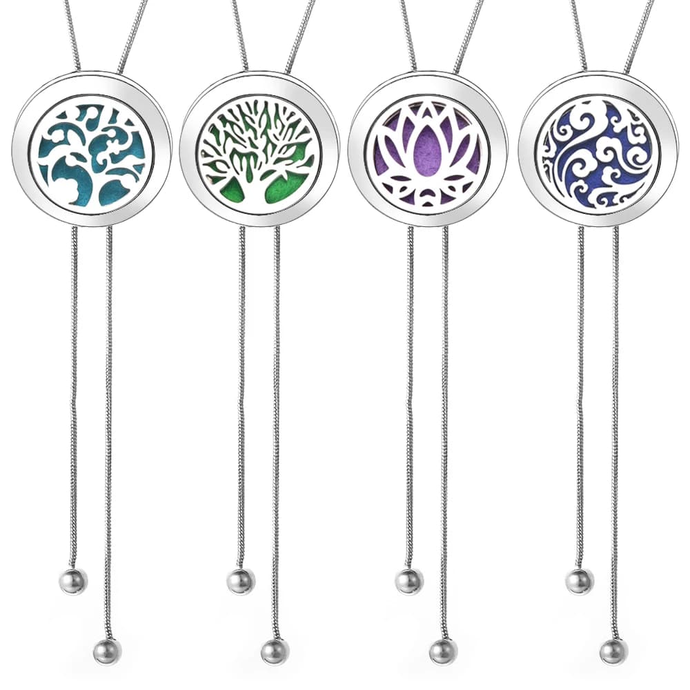 Aromaterapia Profumo in acciaio inossidabile Diffusore di oli essenziali Medaglione Ciondolo Catena di serpenti Collane con nappa lunga per gioielli da donna