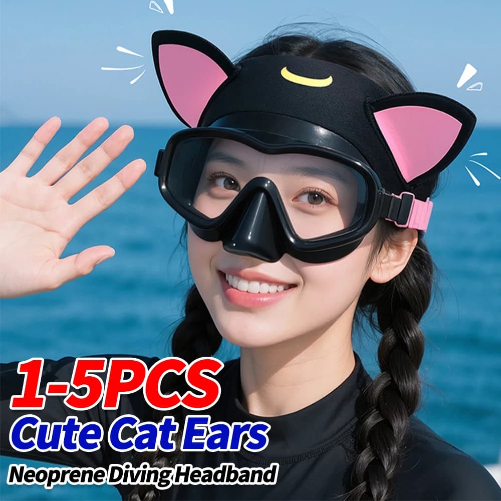 Neoprene Dive Band Moisturizing Hood for Outdoor Professional Dive Hat Cute Clear Vision Swimwear with Cat's Ear