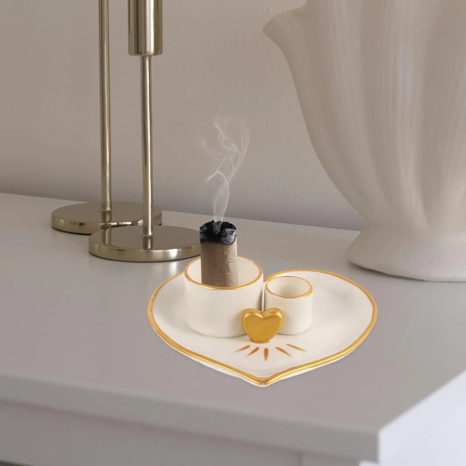 Ceramic Sage Incense Holder Burner Bowl for Stick and Cone Burning Home Decor Room Ambiance Purifying Tray