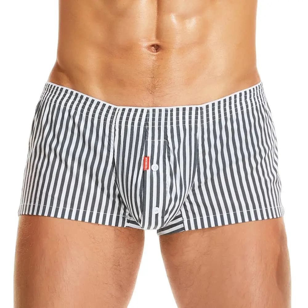 SEOBEAN Boxer da uomo pantaloncini pigiama a righe U tasche convesse con bottoni intimo uomo Loungewear Boxer