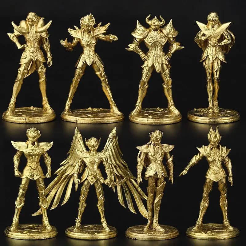 Statuette Anime Saint Seiya da 5cm in Metallo, Modelli dei Cavalieri dello Zodiaco, Pezzi degli Scacchi, Ornamenti, Regalo di Natale