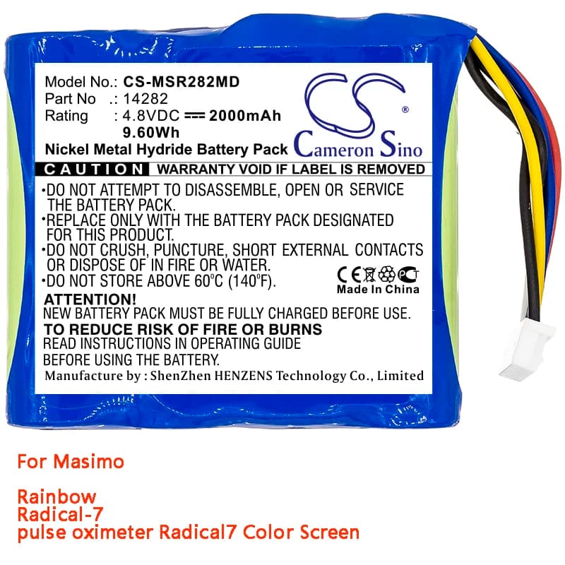 Cameron Sino for Medical Battery for Doctor Rainbow Radical-7 Pulsossimeter Radical7 Color Screen