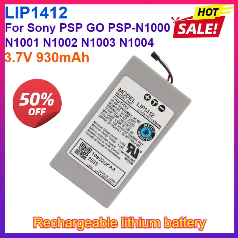 LIP1412 Batteria ricaricabile da 3,7 V 930 mAh per Sony PSP GO Sostituzione per PSP-N1000 N1001 N1002 N1003 N1004 Batteria per console di gioco