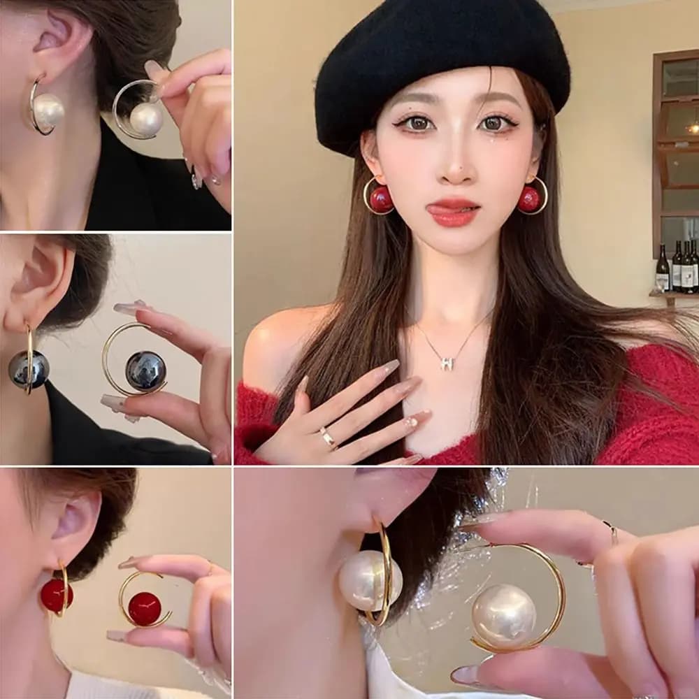 Orecchini Pendenti Geometrici Esagerati con Perle Finte in Ferro e Imitazione di Perle, Regalo di Moda