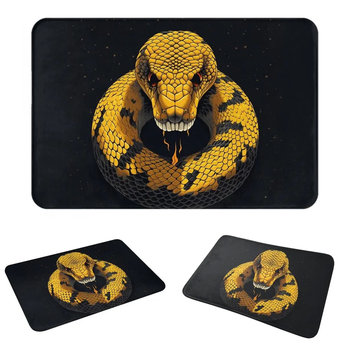 Black Gold Scary Snake Doormat Durable Carpet Rug Kitchen Entrance Home Floor Mat for Living room Footpad Mats
