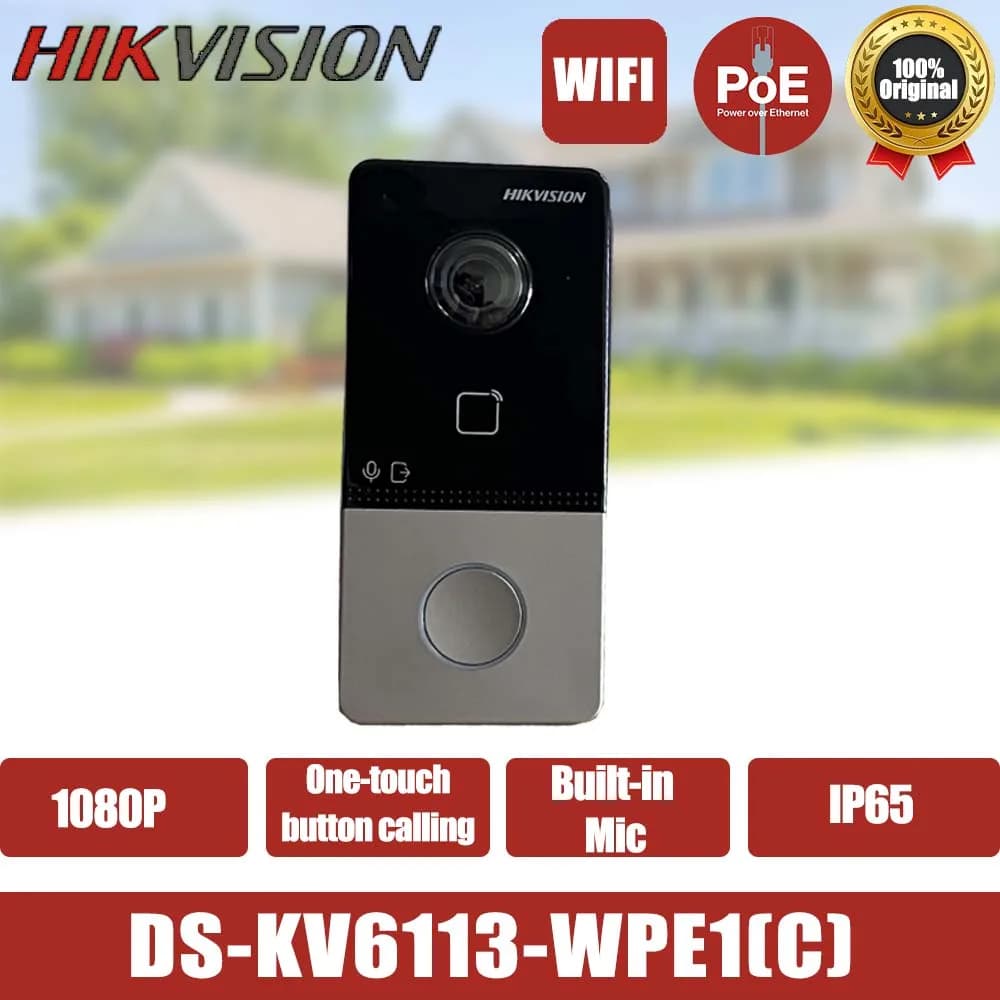 Hikvision Campanello Smart Home POE Citofono Telecamera da 2 MP Videocitofono wireless Stazione porta per Villa Outdoor DS-KV6113-WPE1(C)