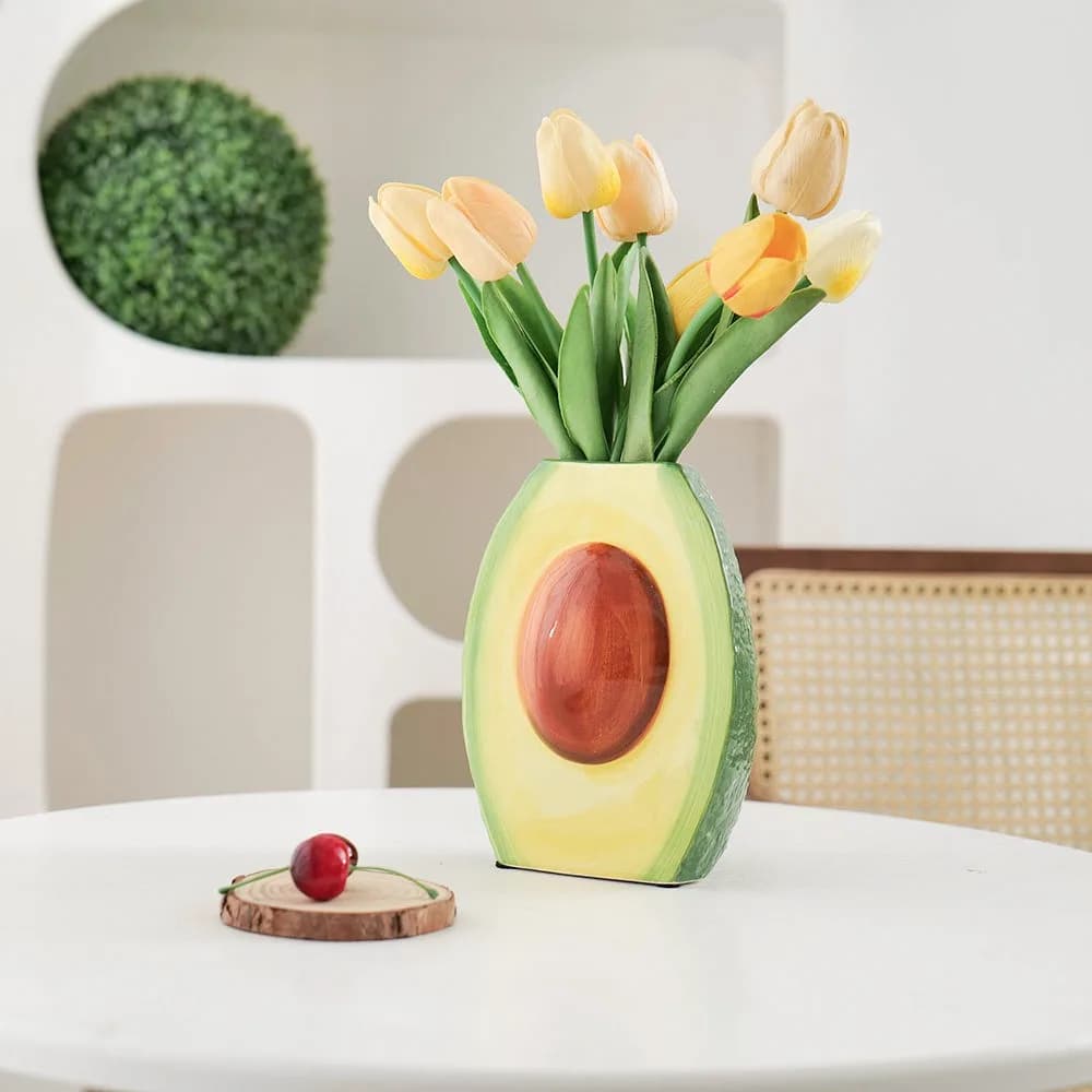 Vaso Europeo a Forma di Avocado in Ceramica, Vaso Decorativo per Fiori Secchi, Bottiglia Decorativa per Composizioni Floreali, Decorazione Moderna per la Casa
