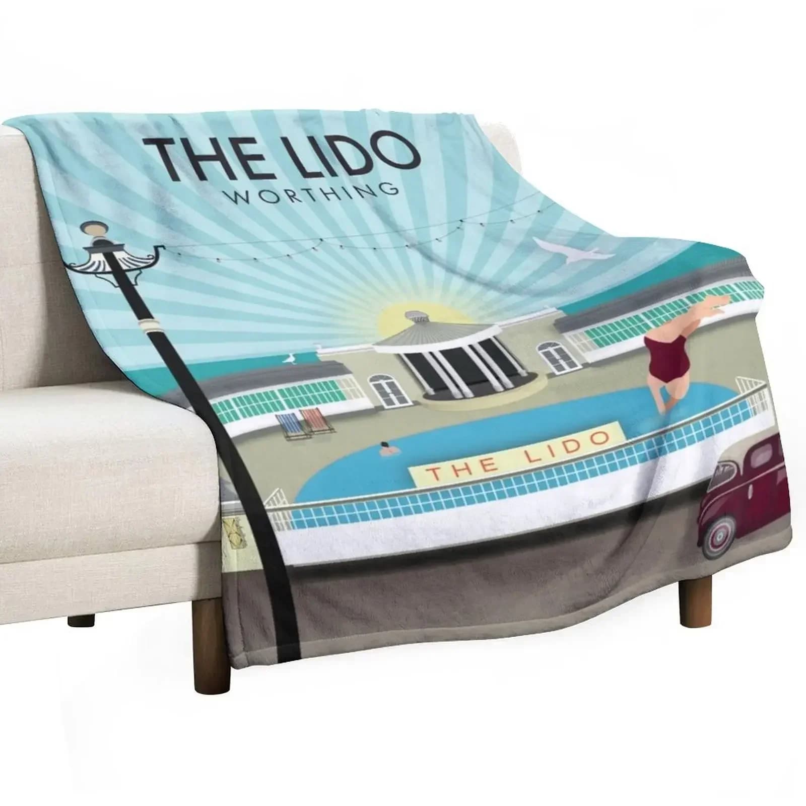The Lido in Worthing Throw Blanket Decorative Sofa Flannel Bed Fashionable Sleeping Bag Winter beds Polar Blankets