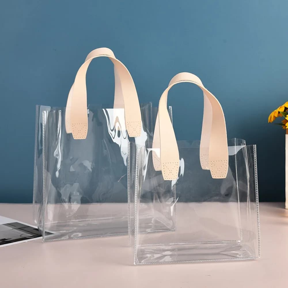 1PC Clear Tote Bag borse per la spesa riutilizzabili trasparenti borsa a tracolla borsa impermeabile in PVC per sacchetti di plastica cosmetici regalo