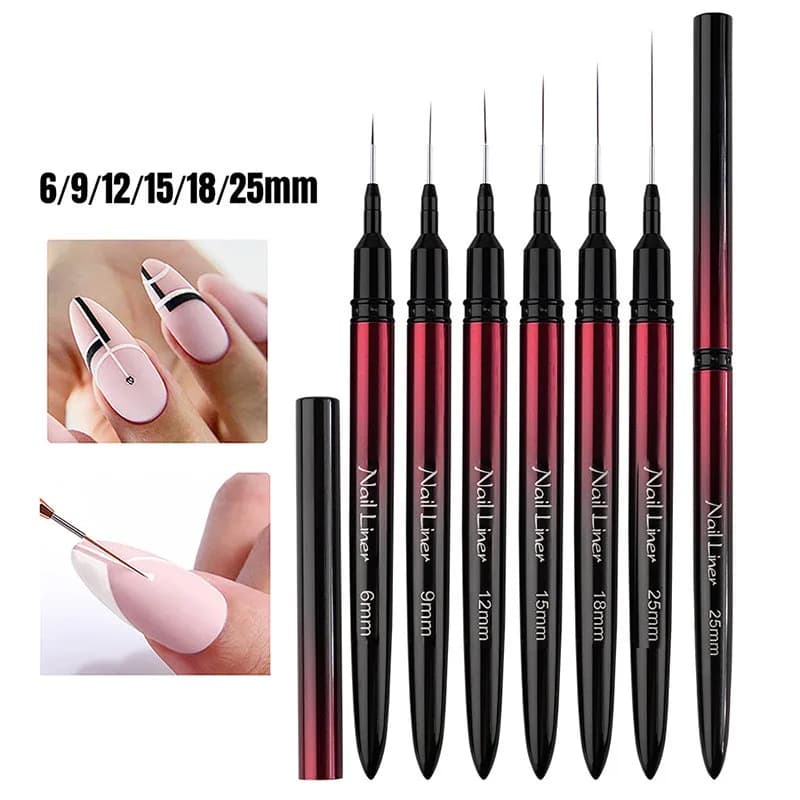 6/9/12/15/18/25mm Nail Art Liner Pennelli Gel Pennello per unghie Gel Smalto per unghie Pennello per pittura Disegno Nail Art Design Pennello Penna