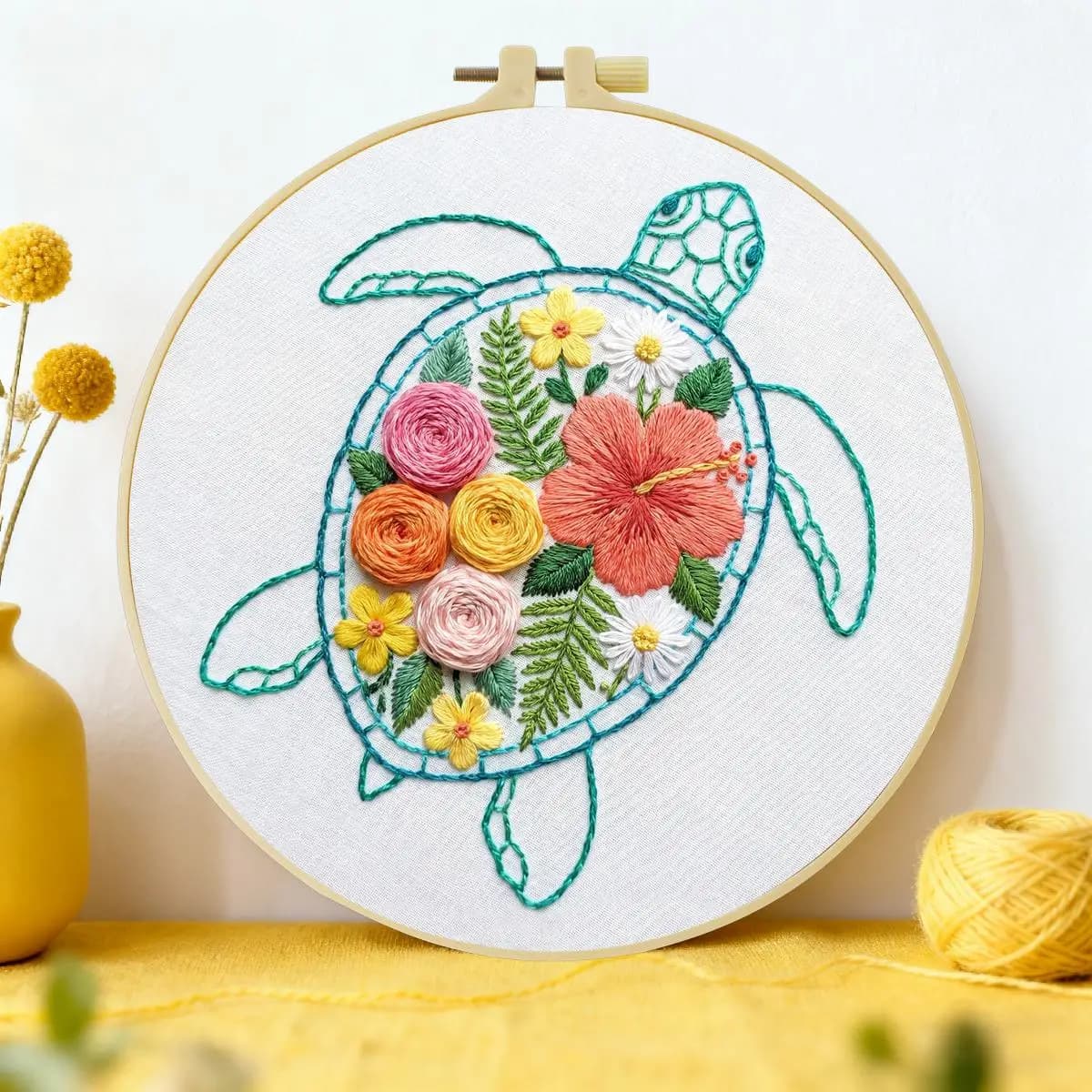1pc 20X20CM/15X15CM 7.87/6.3inch sea turtle Embroidery Starter Kit DIY kit DIY embroidery kit manualidades Home Decor