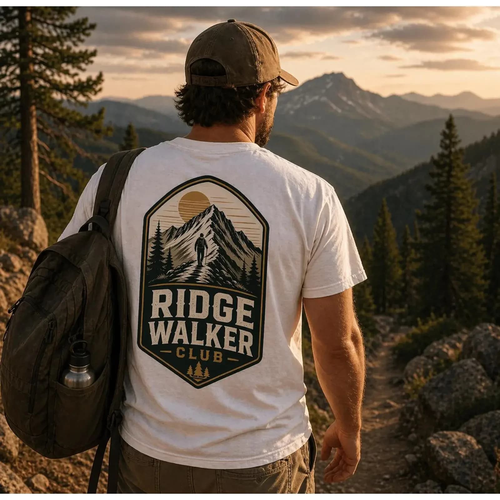 Ridge Walker Club T Shirt Hiking Mountain Outdoor Adventure Hiker Nature Lover vintage Washed Versatile Slightly Stretched