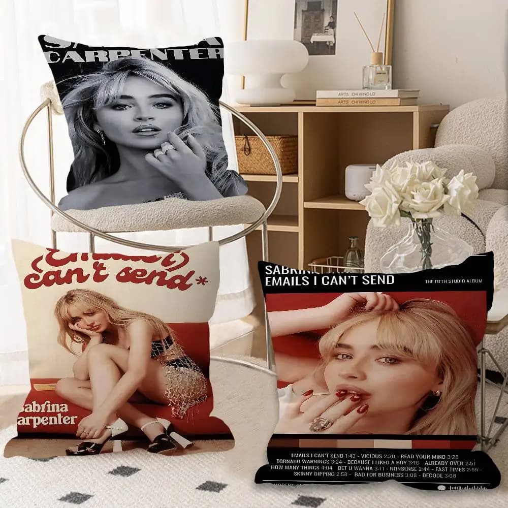 Fodera per cuscino Singer Sabrina Carpenter, federa per cuscino decorativo per auto, divano, regalo di Natale, 40x40cm, 45x45cm