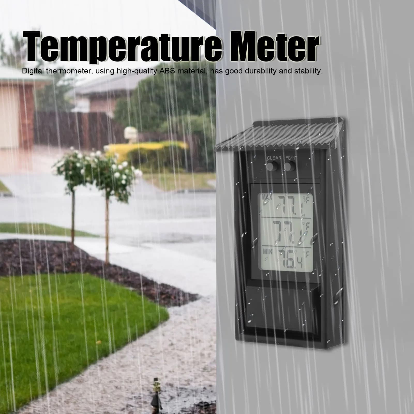 Digital Thermometer Outdoor Waterproof Temperature Meter Gauge for Garden Greenhouse Outdoor Thermometer Garden Thermometer