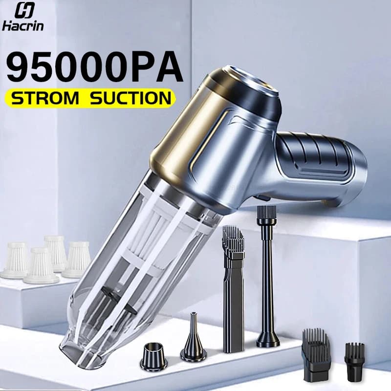 Aspirapolvere per auto Aspirapolvere portatile senza fili 95000PA Aspirapolvere portatile ad aspirazione potente Ventilatore per auto domestica